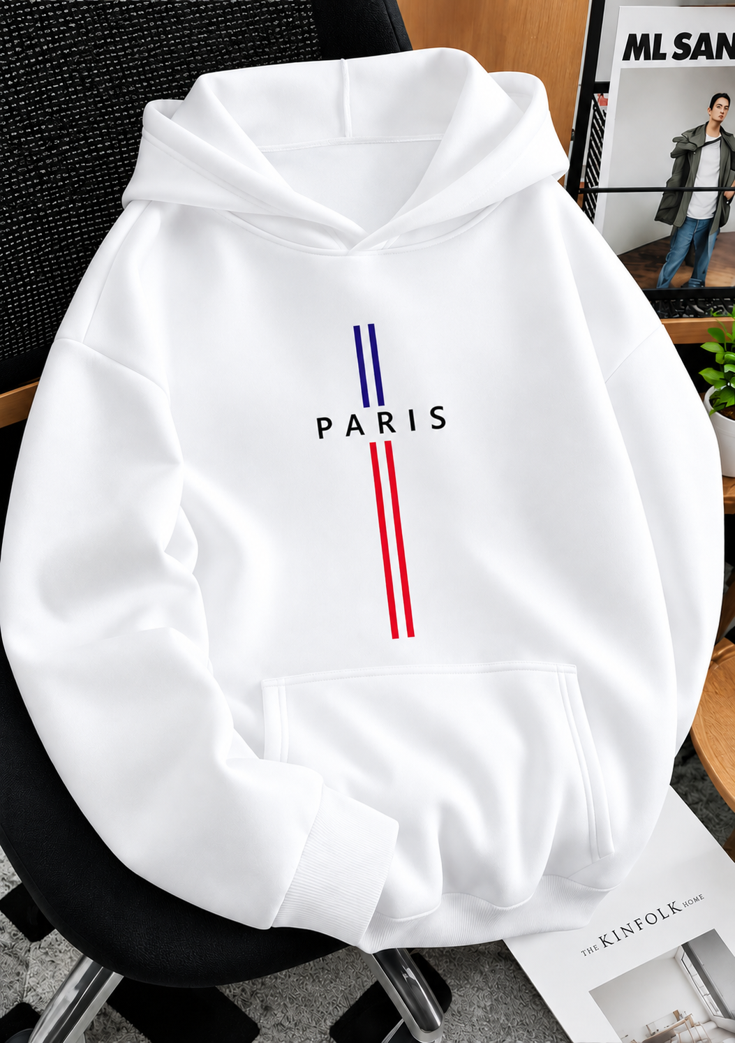 Premium Drop Hoodie White - Design PARIS