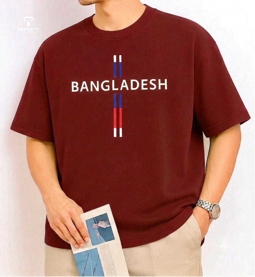 Drop Shoulder Maroon T-Shirt - Bangladesh II