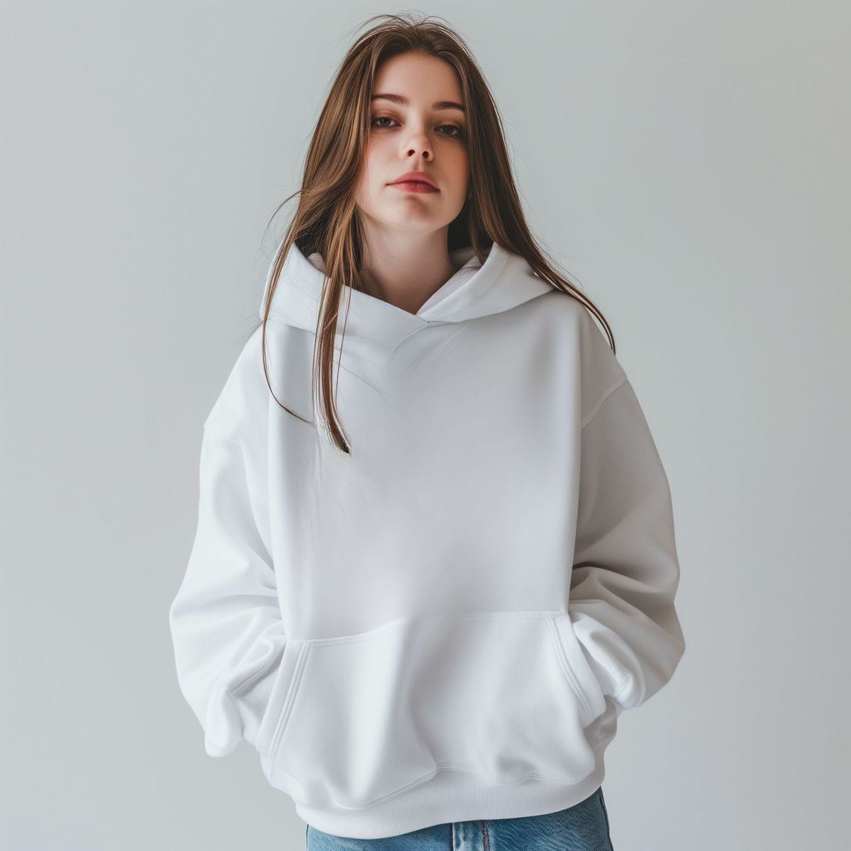 Ladies Drop Shoulder Hoodie - White