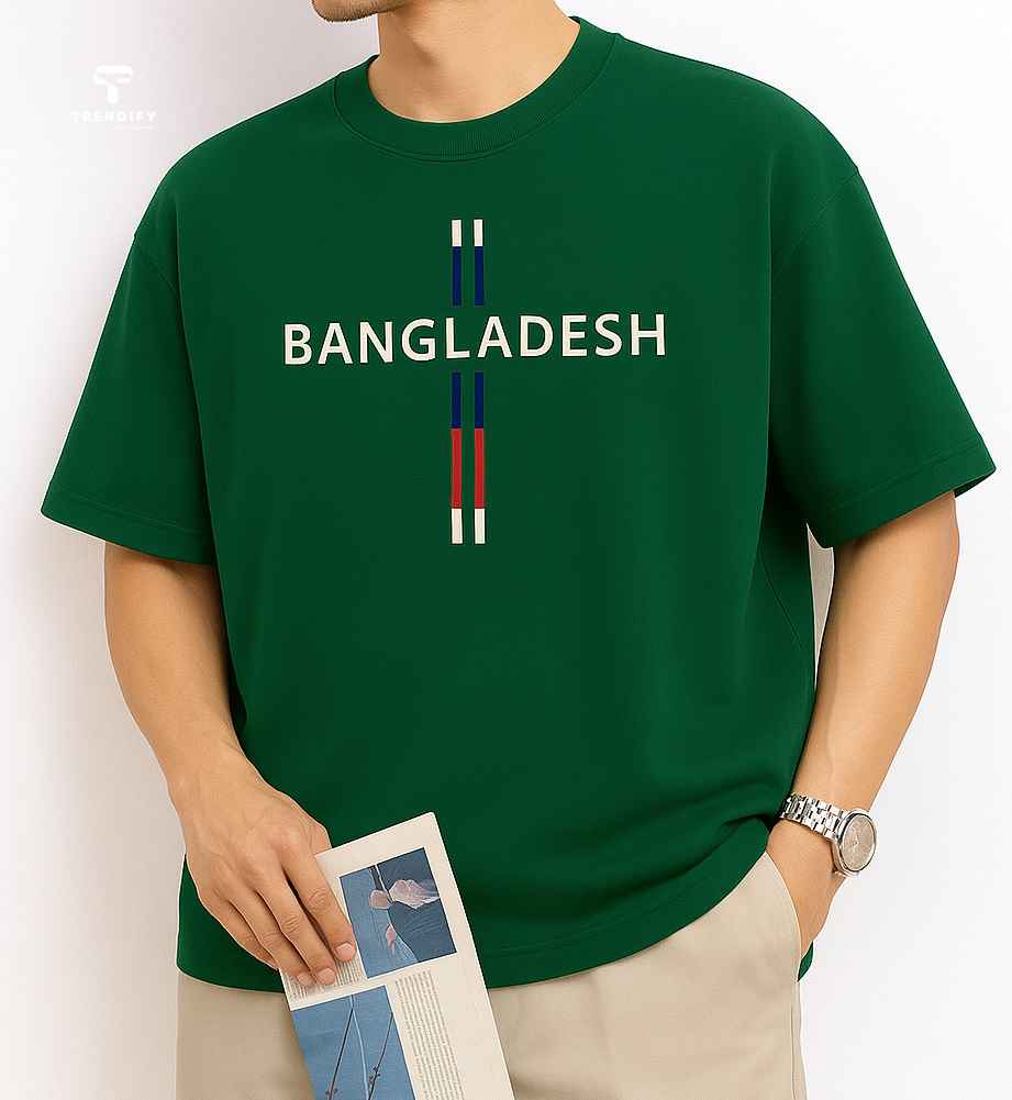 Drop Shoulder Green T-Shirt - Bangladesh II