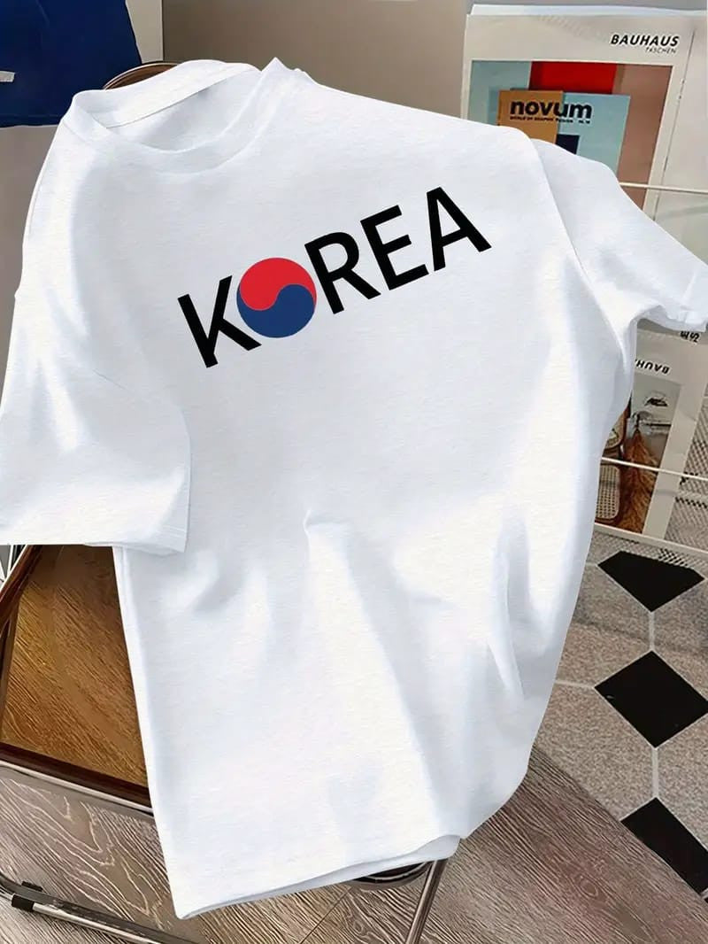 Drop Shoulder white T-Shirt - Korea Design