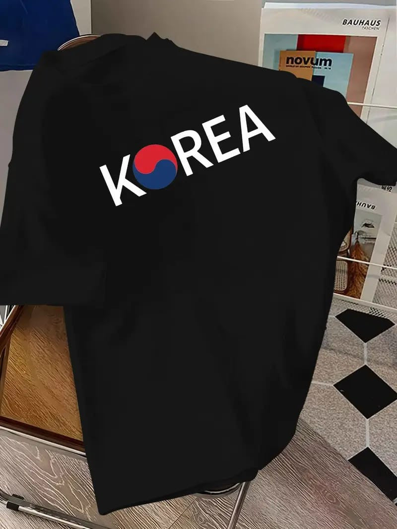 Drop Shoulder Black T-Shirt - Korea Design