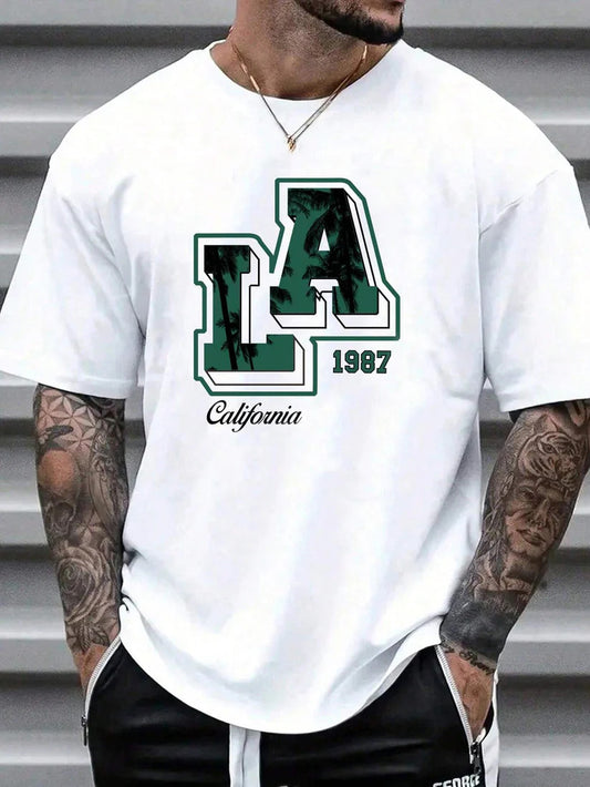 Drop Shoulder White T-Shirt - LA Design