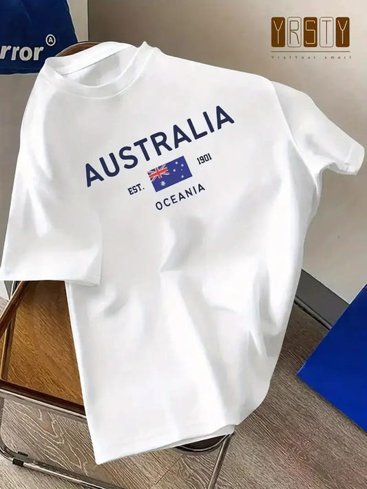 Drop Shoulder White T-Shirt -  Australia design