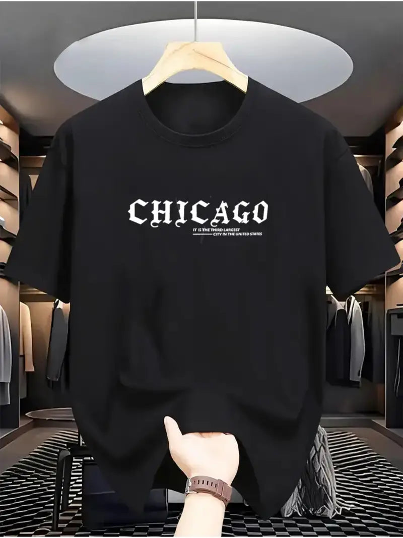 Drop Shoulder Print T-Shirt - Chicago
