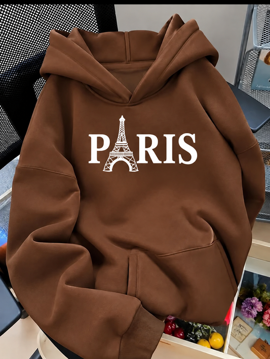 Premium Hoodie Coffee - Design Paris (Eiffel Tower)