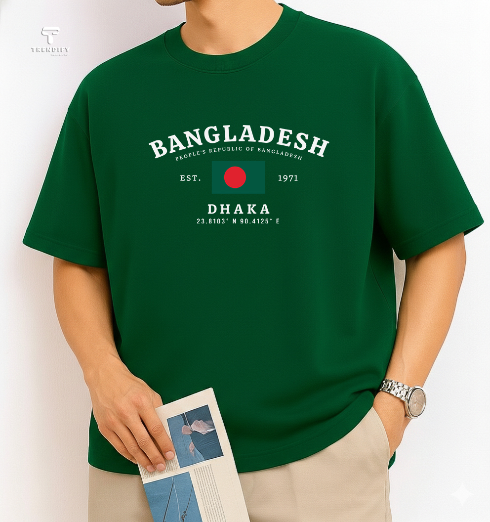 Drop Shoulder Green T-Shirt -  Bangladesh 1971 Dhaka