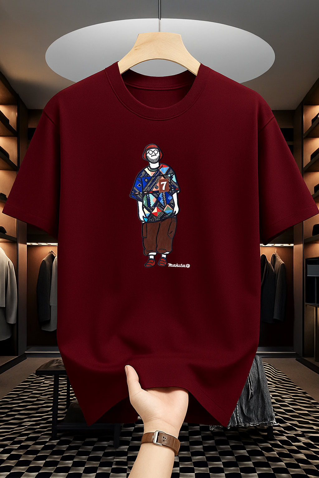 Drop Shoulder Maroon T-Shirt - Makuta Design