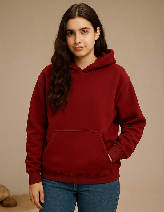 Ladies Drop Shoulder Hoodie - Maroon