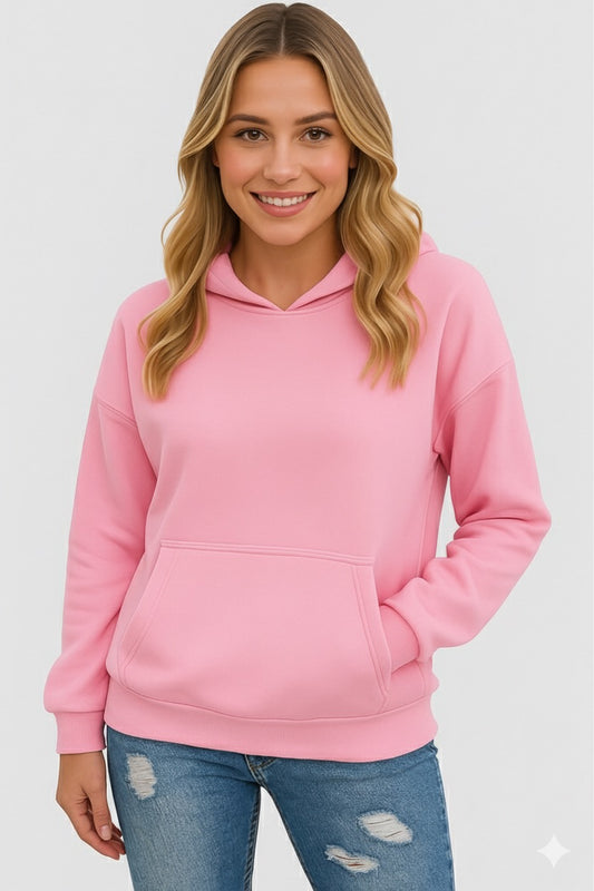 Ladies Drop Shoulder Hoodie - Pink