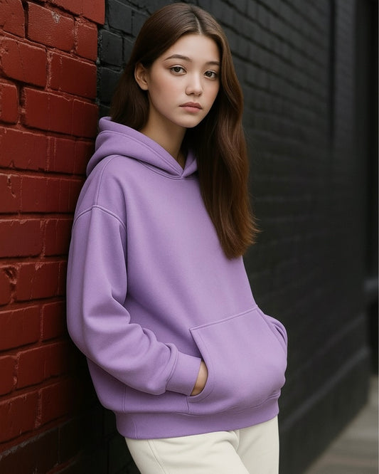 Ladies Drop Shoulder Hoodie - Lavender