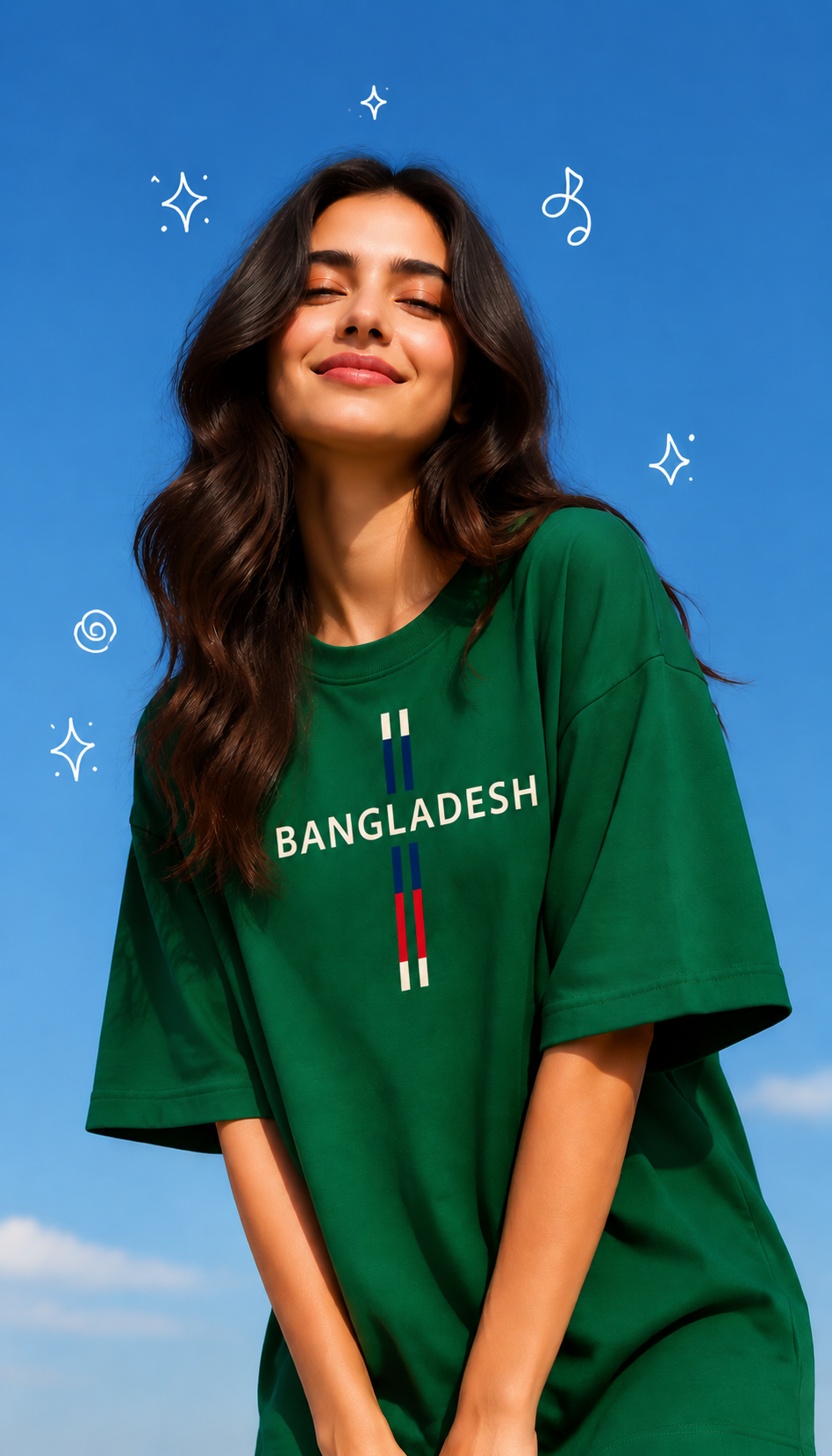 Ladies Drop Shoulder Green T-Shirt - Design Bangladesh