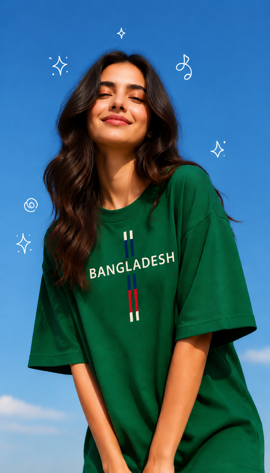 Ladies Drop Shoulder Green T-Shirt - Design Bangladesh
