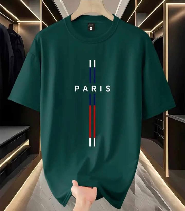 Drop Shoulder Green T-Shirt - Paris Design