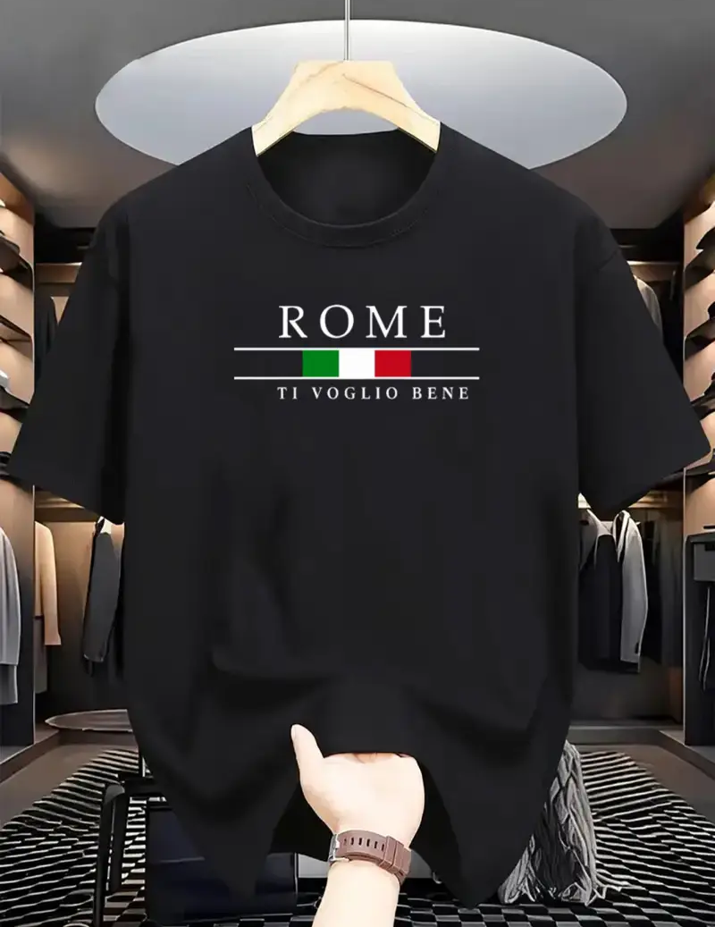 Drop Shoulder Print T-Shirt - Rome Design