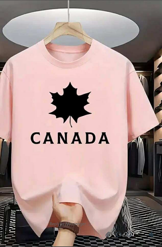 Drop Shoulder Pink T-Shirt - Canada Design