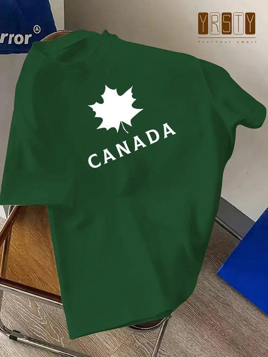 Drop Shoulder Green T-Shirt - Canada Design