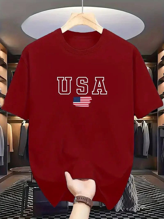 Drop Shoulder Maroon T-Shirt - USA (new)
