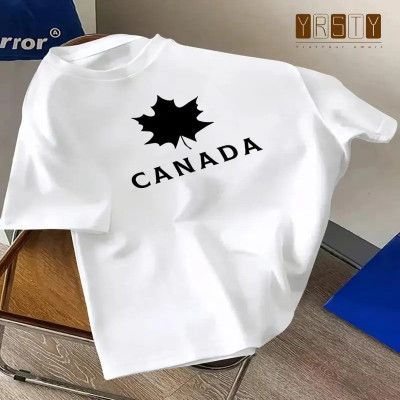 Drop Shoulder White T-Shirt  - Canada Design