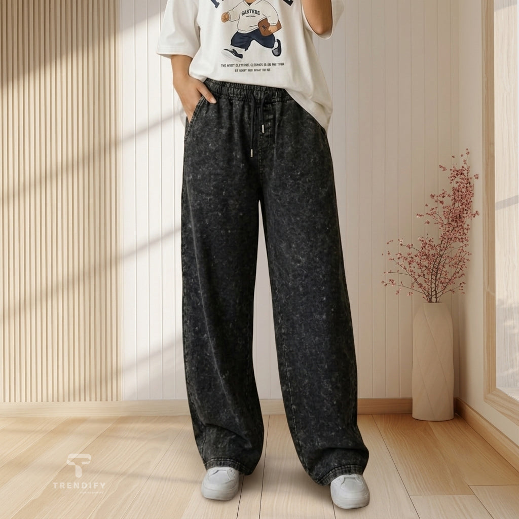 Ladies Baggy Pant - Black Acid