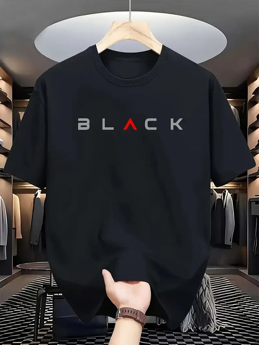 Drop Shoulder Black T-Shirt - Black Design