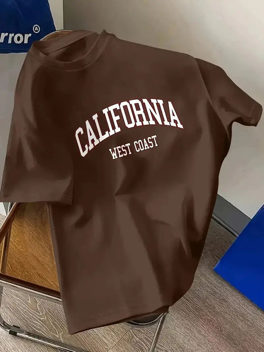 Drop Shoulder Coffee T-Shirt - California Design