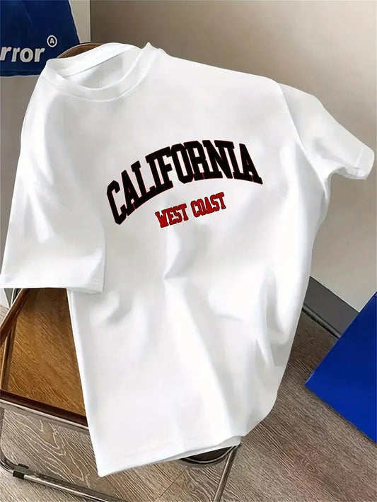 Drop Shoulder White T-Shirt - California Design