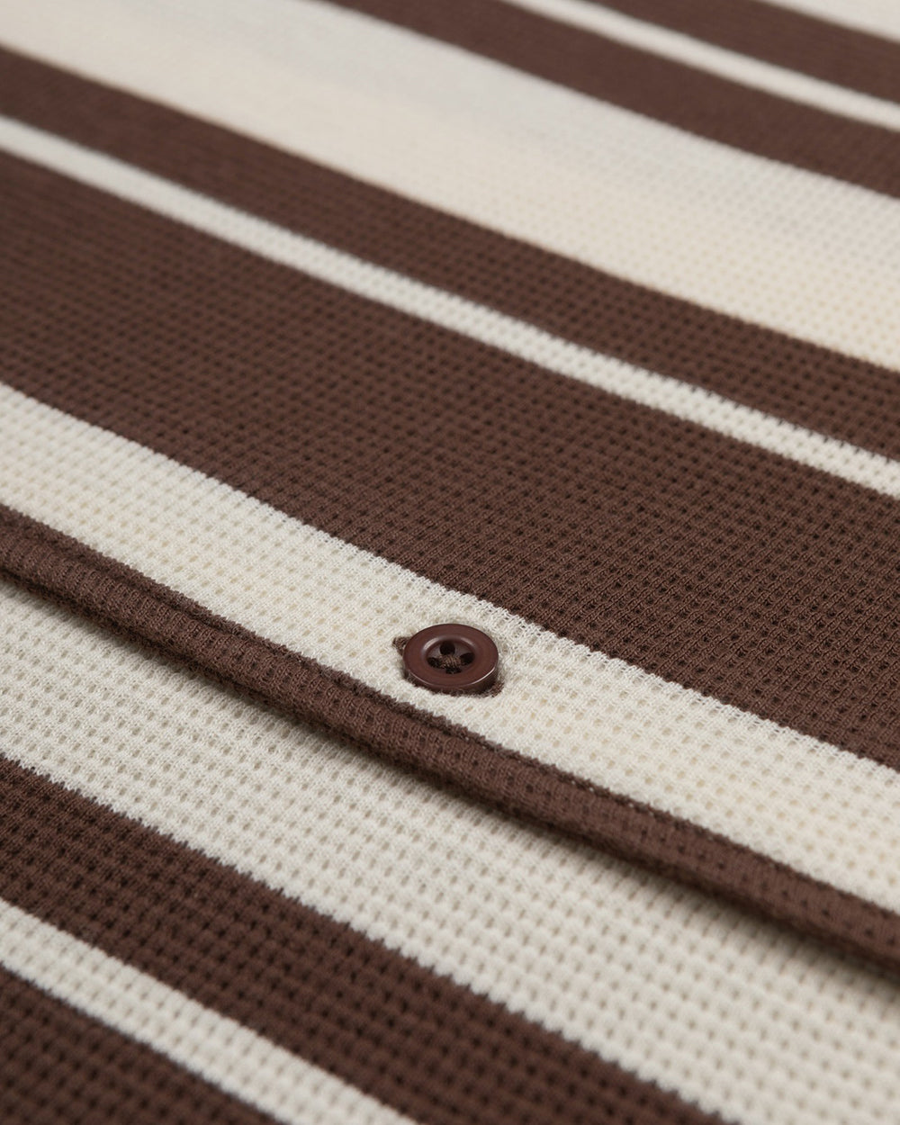 Waffle Stripe Short Sleeve Shirt (Export Quality) - Coffee