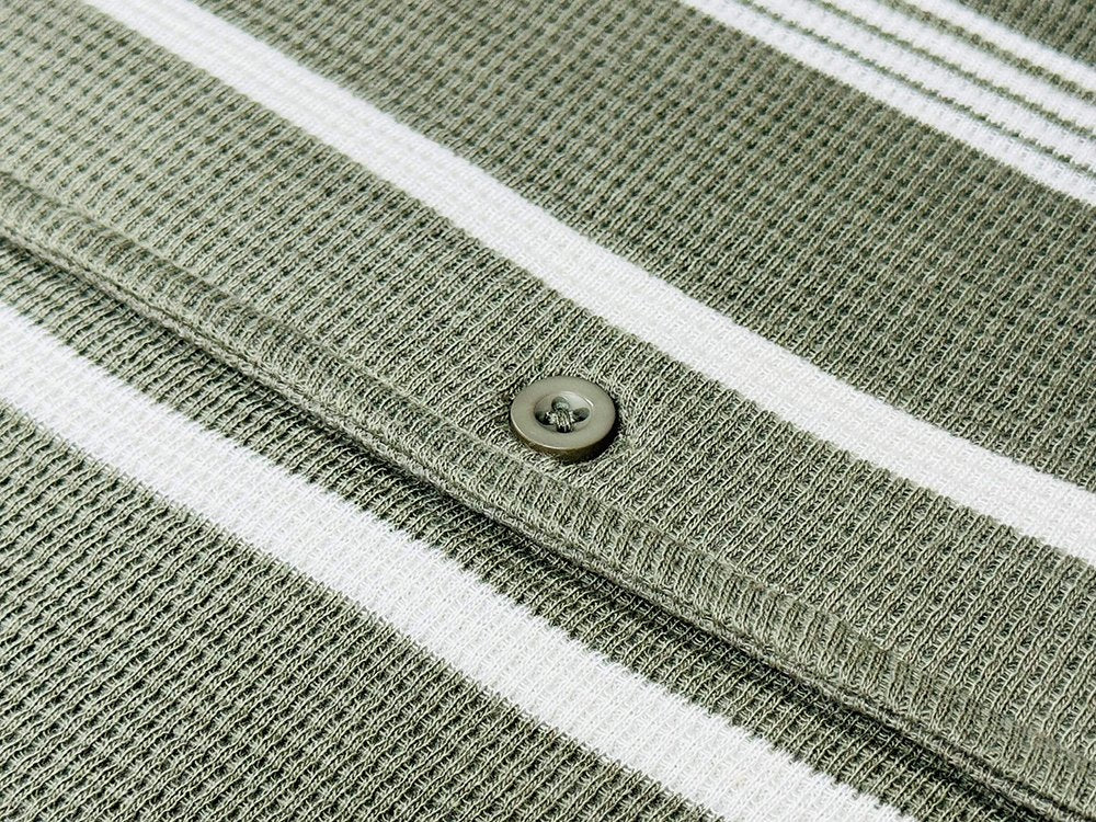 Waffle Stripe Short Sleeve Shirt (Export Quality) - Olive