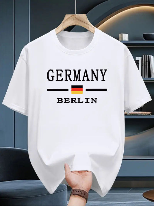 Drop Shoulder White T-Shirt - Germany Berlin Design