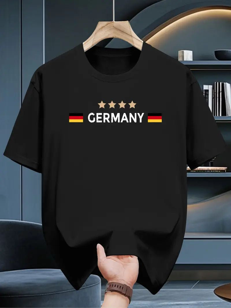 Drop Shoulder Black T-Shirt - Germany Design
