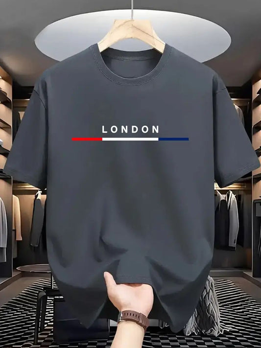 Drop Shoulder Silver Color T-Shirt - London Design
