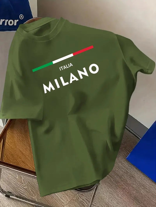 Drop Shoulder Olive Color T-Shirt - Millano Design