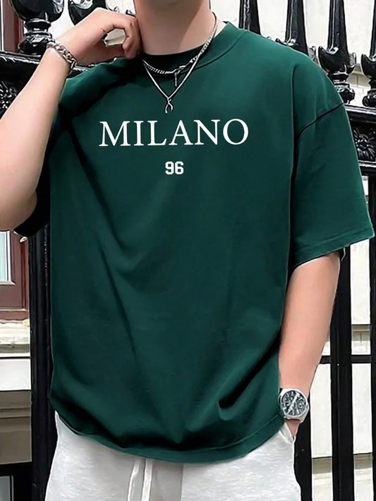 Drop Shoulder Green T-Shirt - Milano 96 Design