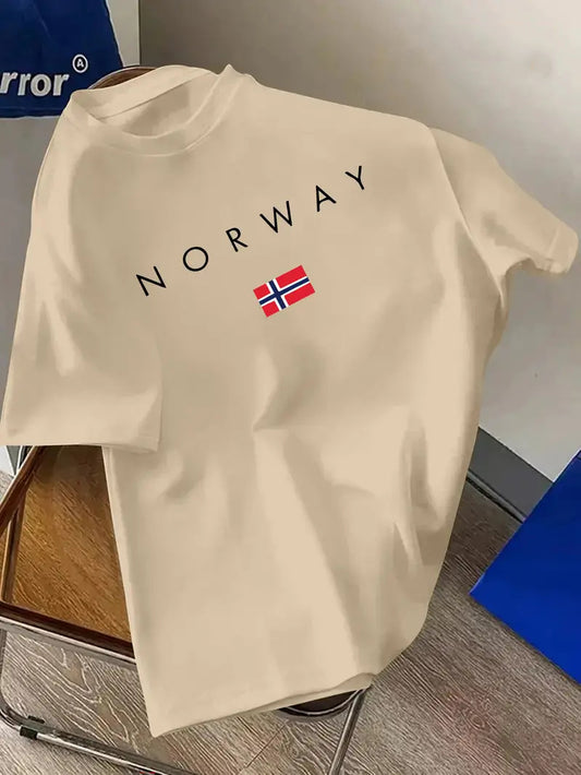 Drop Shoulder Beige T-Shirt - Norway Design