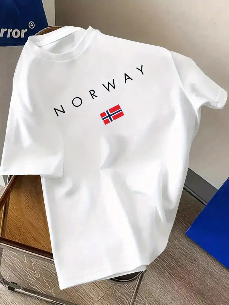 Drop Shoulder White T-Shirt -  Norway Design