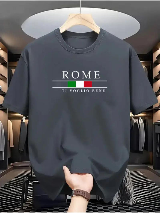 Drop Shoulder Silver Color T-Shirt - Rome Design