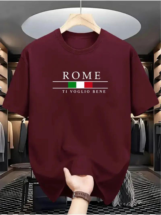 Drop Shoulder Maroon T-Shirt - Rome Design