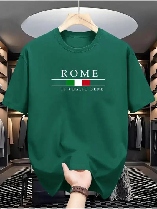 Drop Shoulder Green T-Shirt - Rome Design