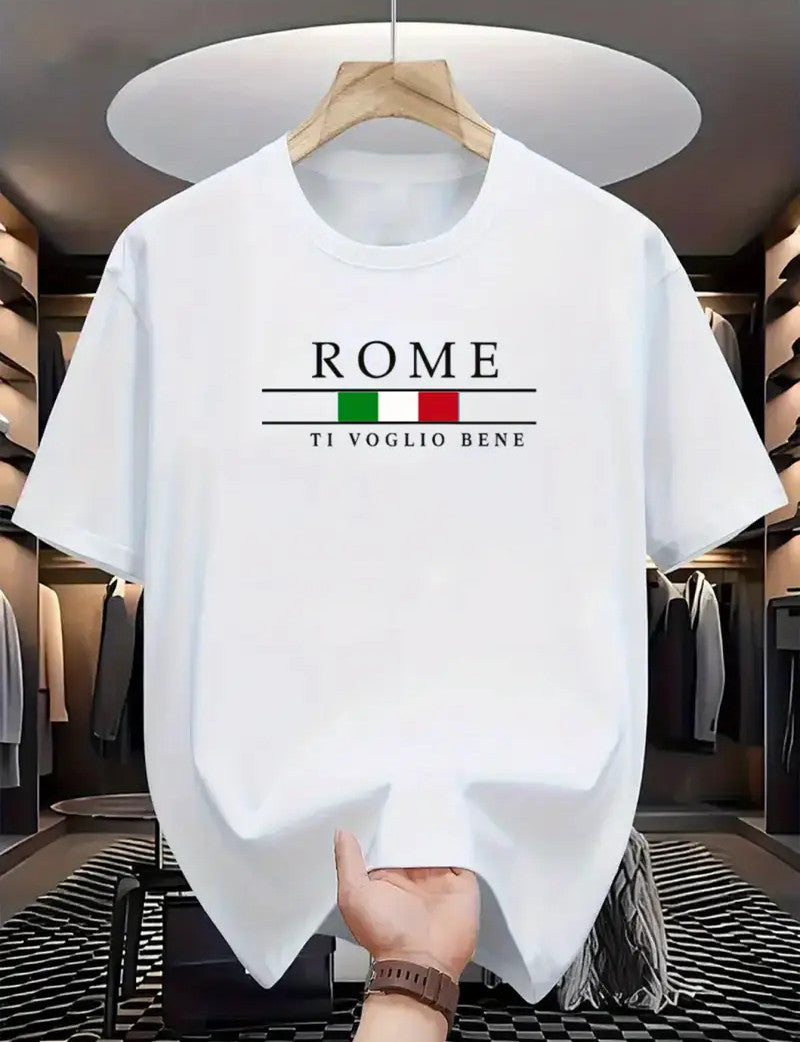 Drop Shoulder White T-Shirt - Rome Design