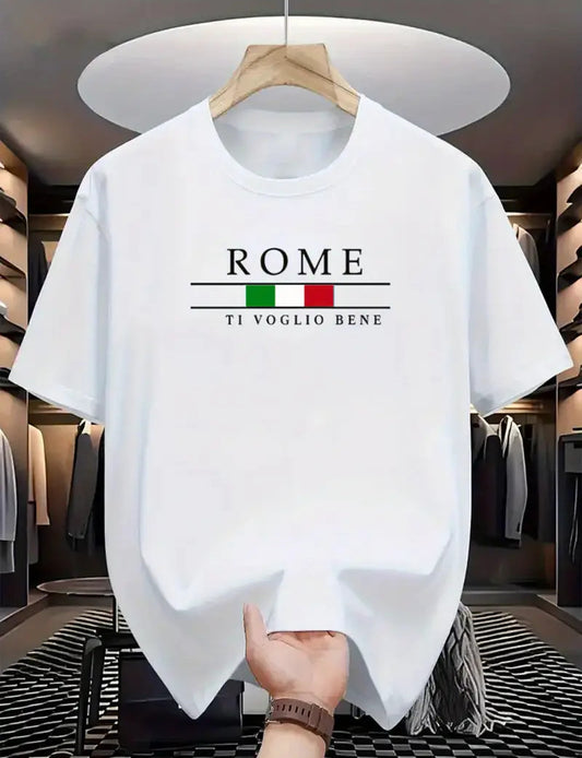 Drop Shoulder White T-Shirt - Rome Design