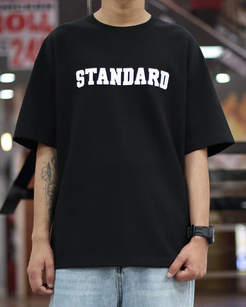 Drop Shoulder Black T-Shirt - Standard Design