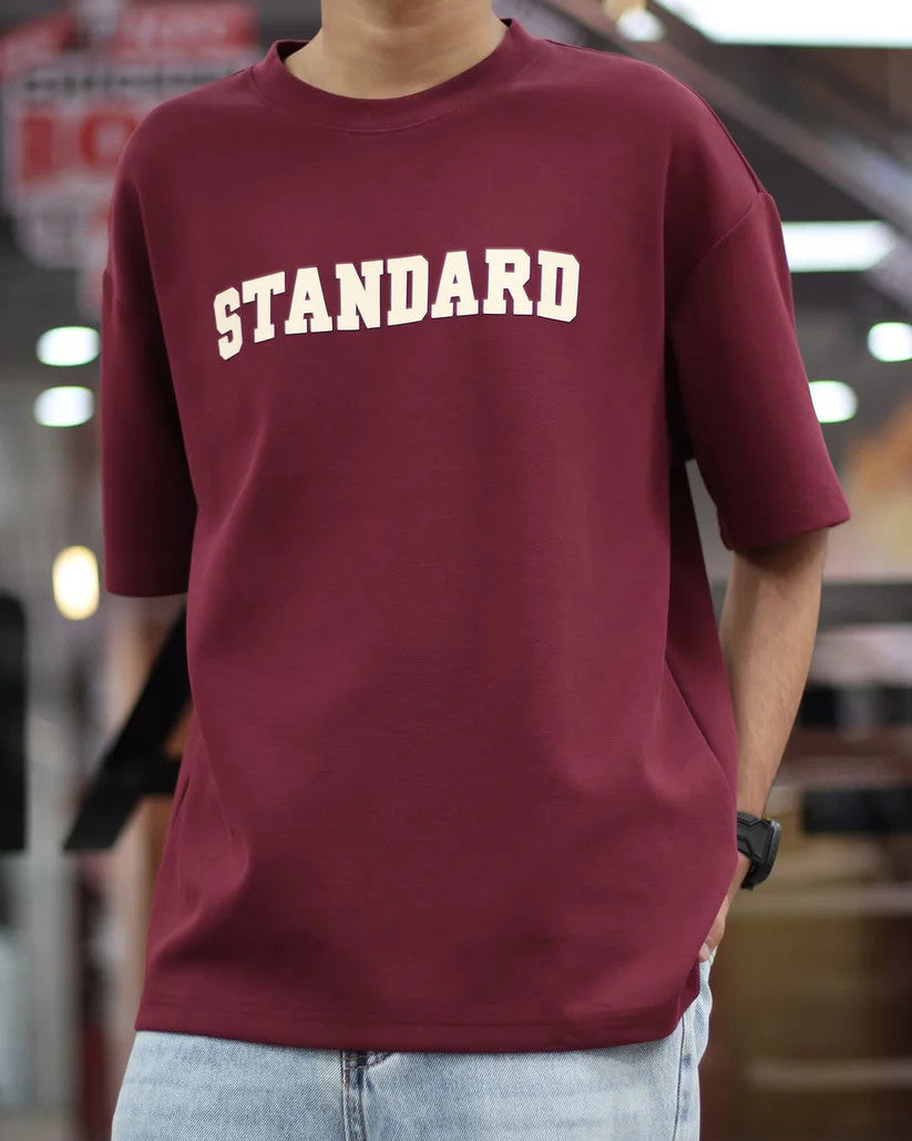 Drop Shoulder Maroon T-Shirt - Standard Design
