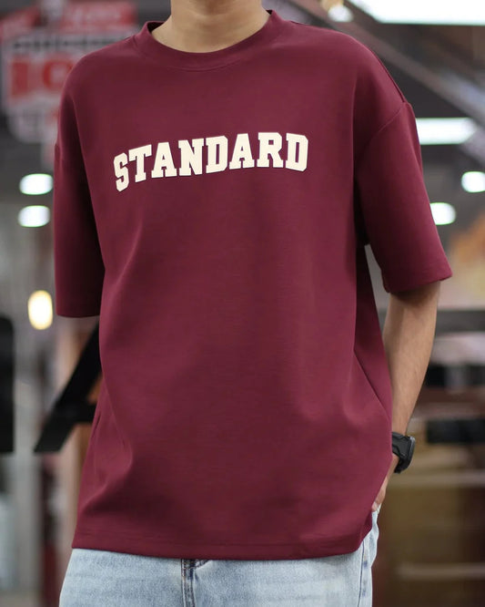 Drop Shoulder Maroon T-Shirt - Standard Design
