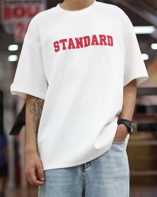 Drop Shoulder White T-Shirt - Standard Design