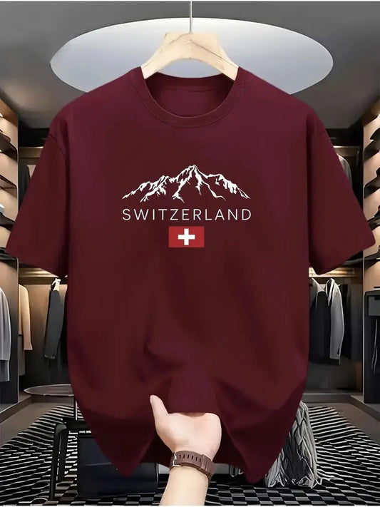 Drop Shoulder Maroon T-Shirt - Switzerland Design