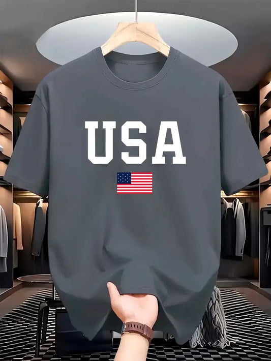 Drop Shoulder Silver Color T-Shirt -  USA Design
