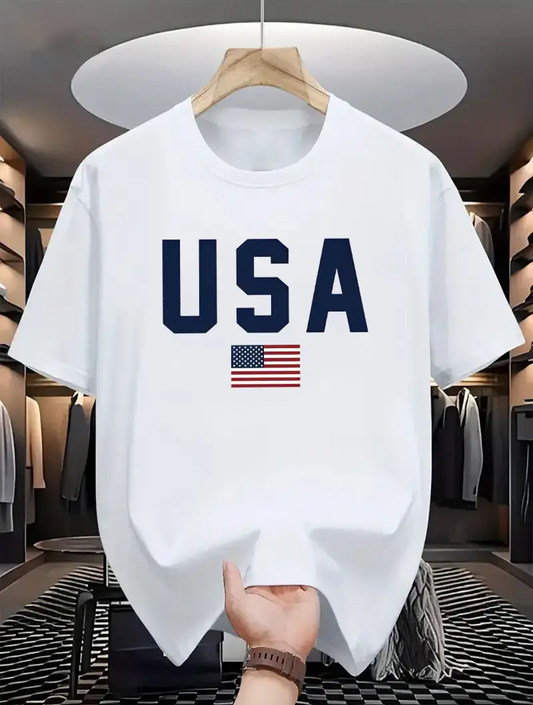 Drop Shoulder Print T-Shirt - USA Design